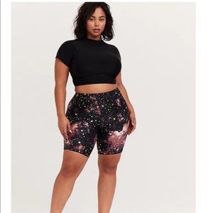 Torrid Active Galaxy Print Metallic Gold Swim Shorts Size 3 NWOT
